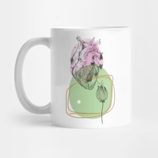 Anatomical heart, engraving drawing. Mug